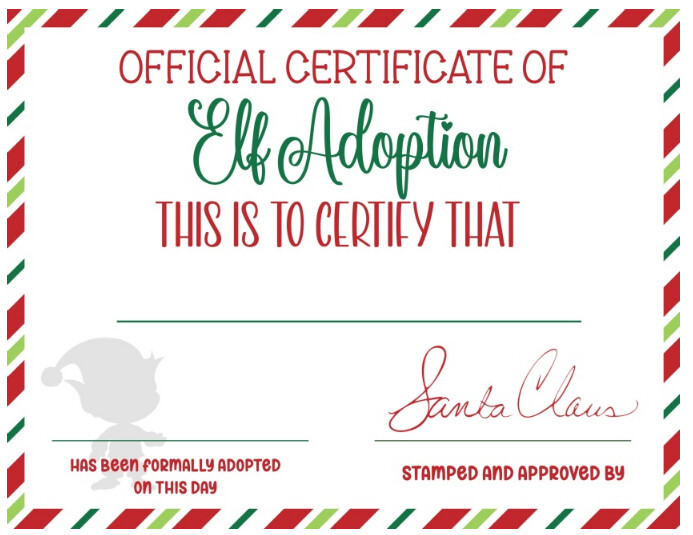 Christmas | Elf Adoption Certificate Folder (US Letter) template