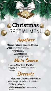 christmas , christmas menu, menu Digital Display (9:16) template