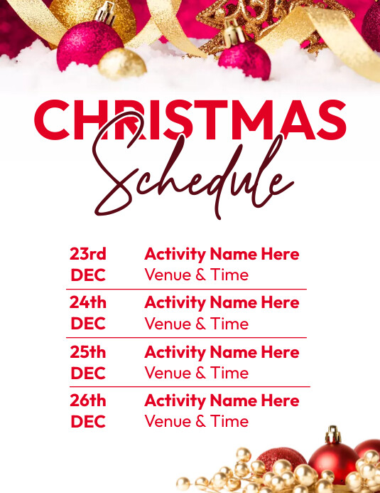 Christmas Work Rota Christmas activities schedule template design | PosterMyWall
