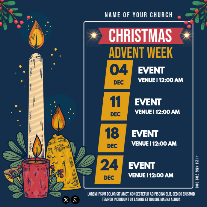 Advent Week's Set Christmas Advent Week Schedule Template | PosterMyWall