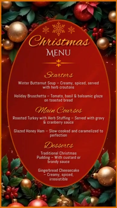 Christmas Animated Menu Template Design Instagram Reel