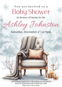 Christmas baby shower invitation template A6