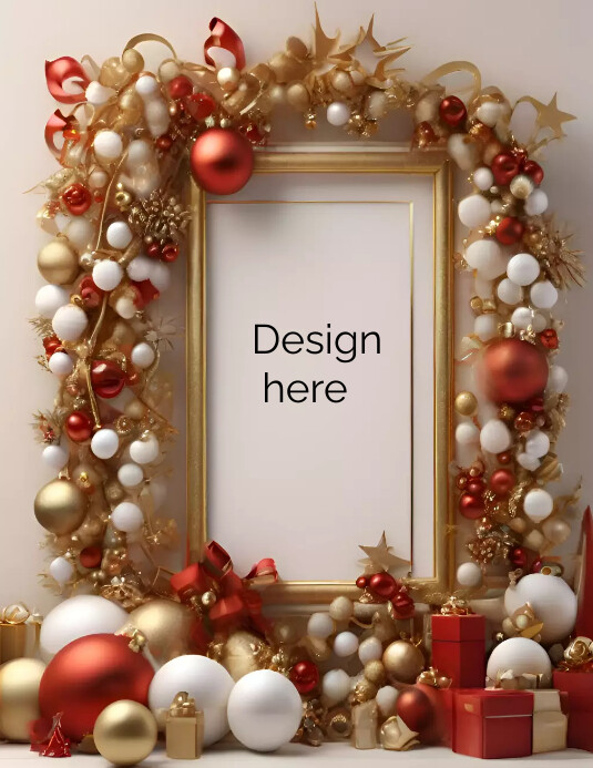 Christmas background with rich ornaments Løbeseddel (US Letter) template