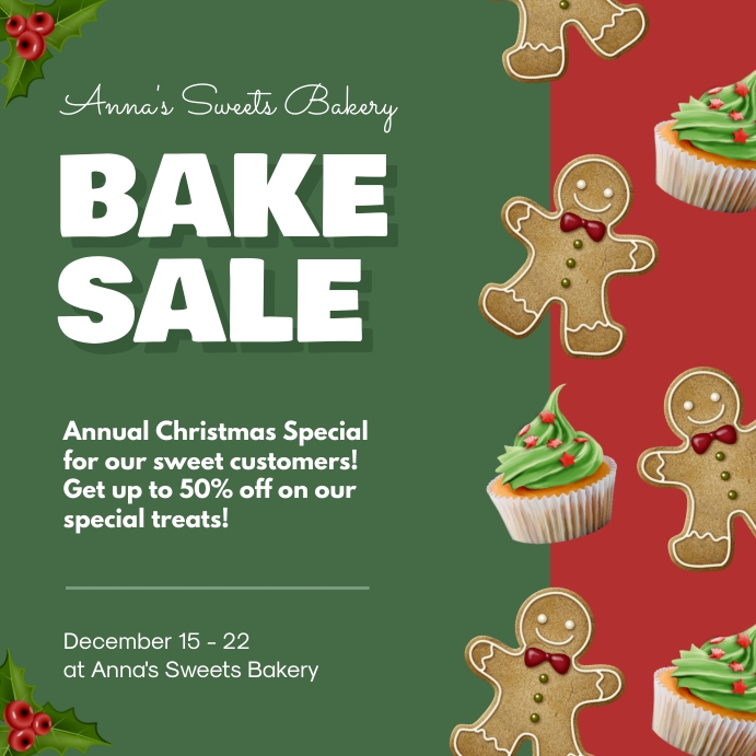 Christmas Bake Sale Template | PosterMyWall christmas-bake-sale-template-postermywall