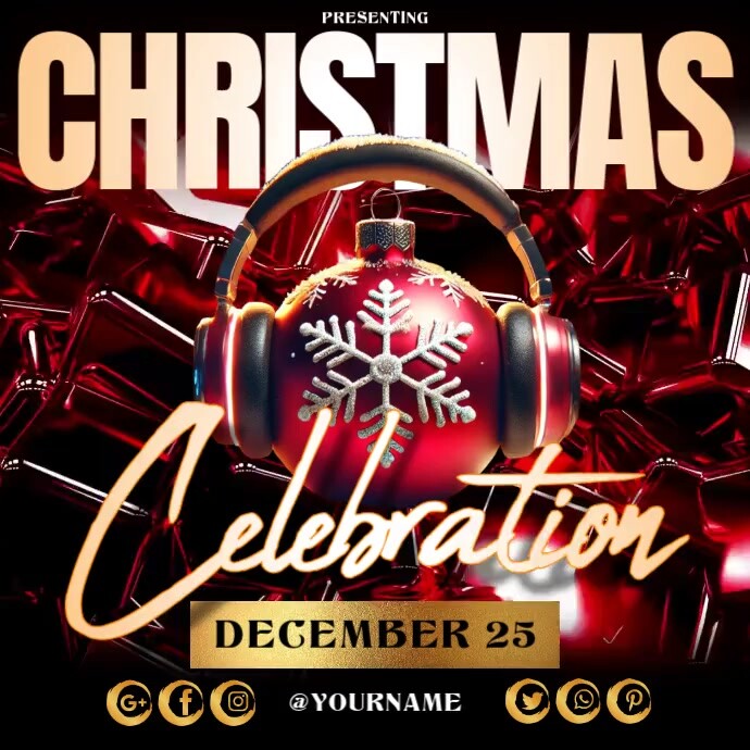 Christmas bash party Instagram Post template