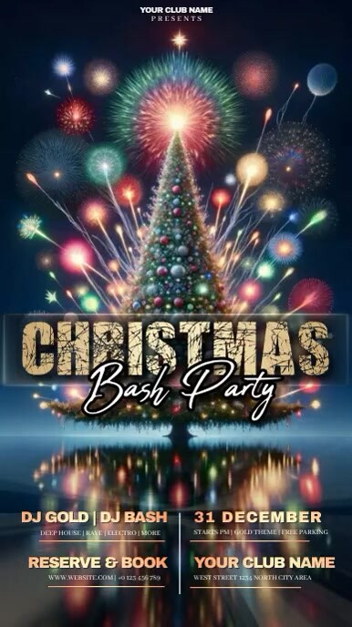 christmas bash party design template เรื่องราวบน Instagram