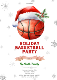 Christmas basketball party invitation A6 template