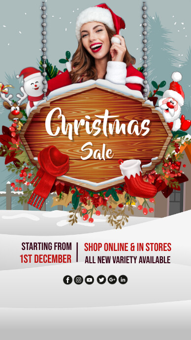 White & Brown Christmas Sale Template Instagram Story