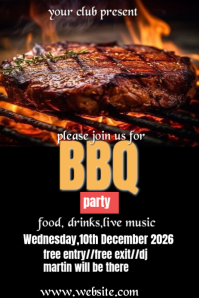 Christmas BBQ poster Pinterest Graphic template
