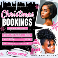 Christmas Beauty salon Booking Flyer – Black & Pink Hair Stylist Template Pos Instagram