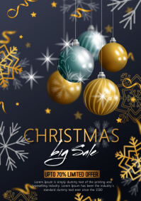 Christmas big sale golden black flyer A4 template