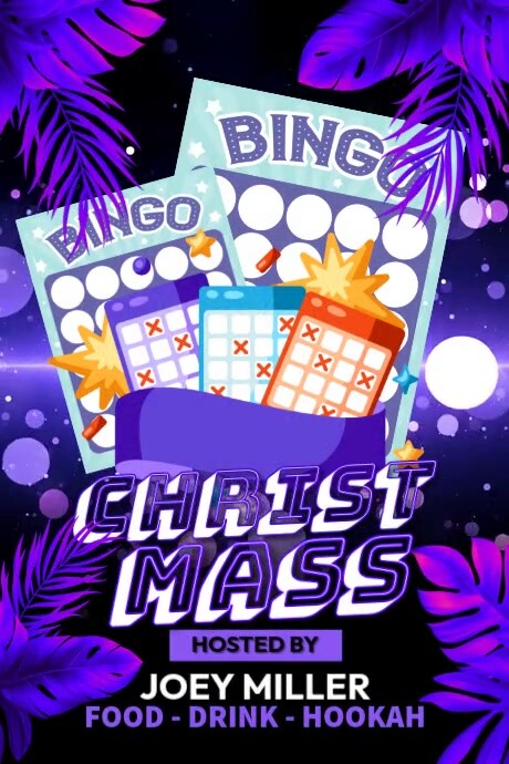 Christmas Bingo Neon Template | PosterMyWall