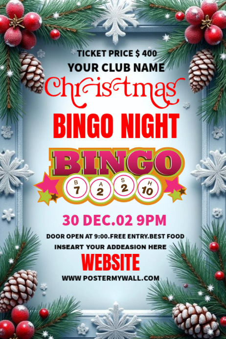 Christmas Bingo Night Template | PosterMyWall