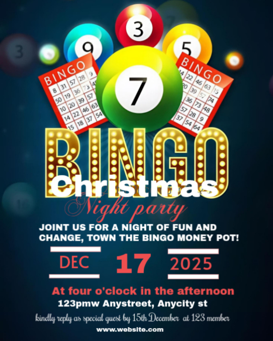 Christmas bingo night event design template | PosterMyWall