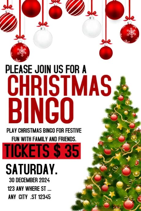 Christmas Bingo Night Event Party Poster Template | PosterMyWall