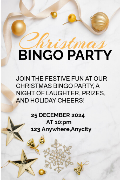 Christmas bingo party Poster template