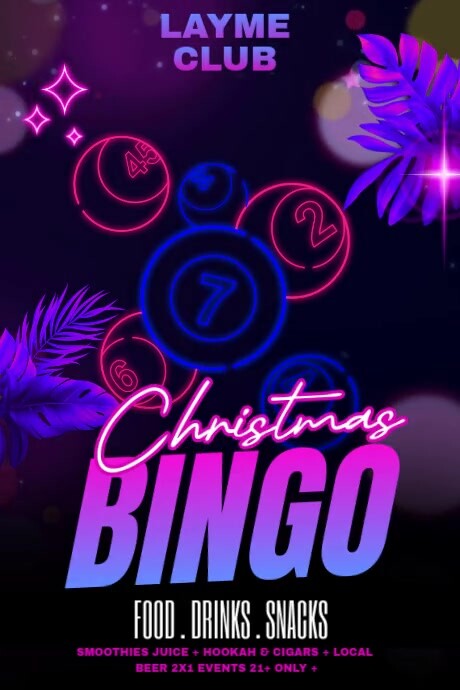 Christmas Bingo Purple Theme Cartaz template