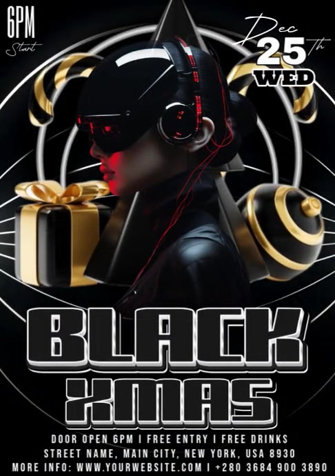 Christmas Black Party Template | PosterMyWall