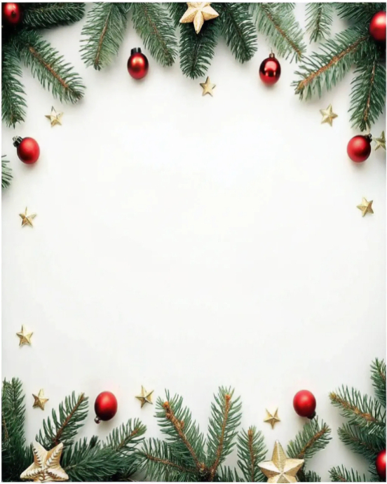 Plantilla de Christmas Border with Pine Branches and Ornaments ...
