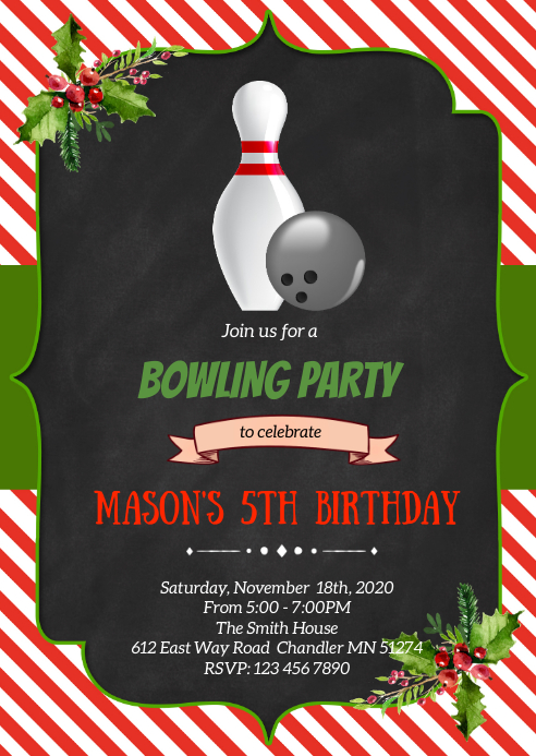 Bowling Birthday Party Invitation Templates Free 600x830