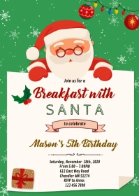 Christmas breakfast with santa invitation A6 template