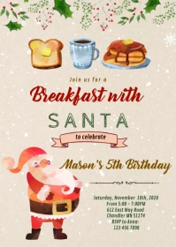 Christmas breakfast with santa invitation A6 template