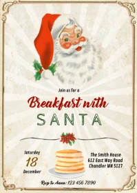 Christmas breakfast with santa invitation A6 template