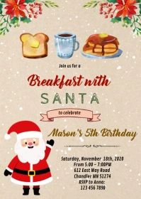 Christmas breakfast with santa invitation A6 template