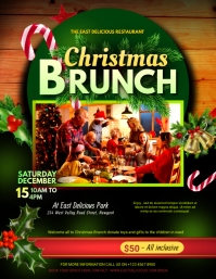 Christmas brunch flyer poster background template
