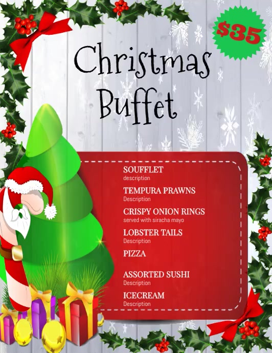 Script Text Buffet Christmas Buffet Menu Template | PosterMyWall