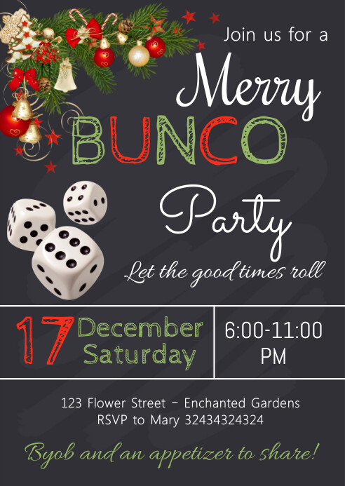 Christmas Bunco Party Invitation Template | PosterMyWall Christmas Bunco Party Invitation Template | PosterMyWall