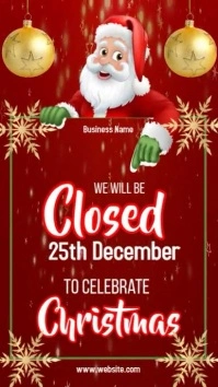 Christmas business closing ad digital display template