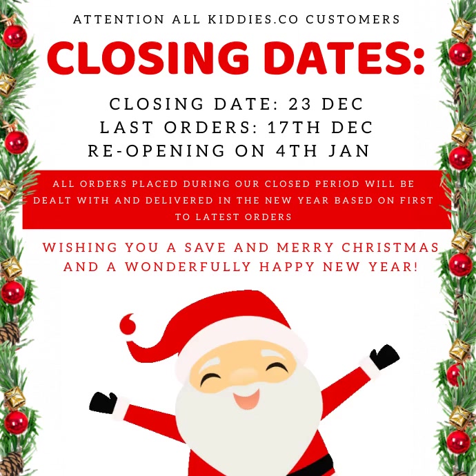 Red and White Business Closing Dates Instagram Post template