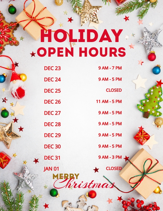 Christmas Business hours Template PosterMyWall Christmas Business hours Template PosterMyWall