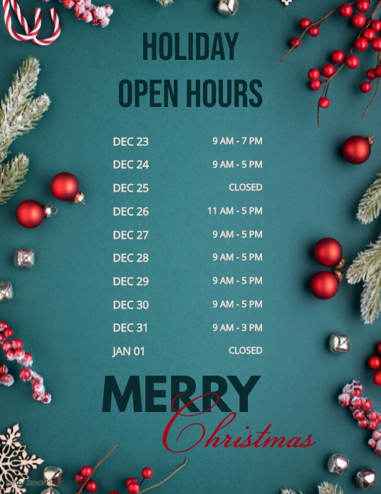 Christmas Business hours Pamflet (VSA Brief) template