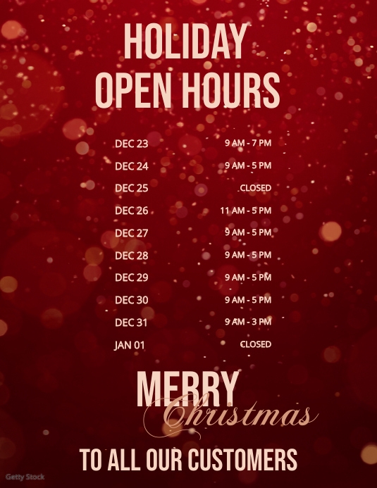 Christmas Business hours Template PosterMyWall