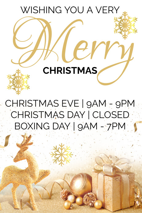 Christmas Business Open Hours Door Template | PosterMyWall