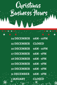 Christmas Business Open Hours Door Template Poster