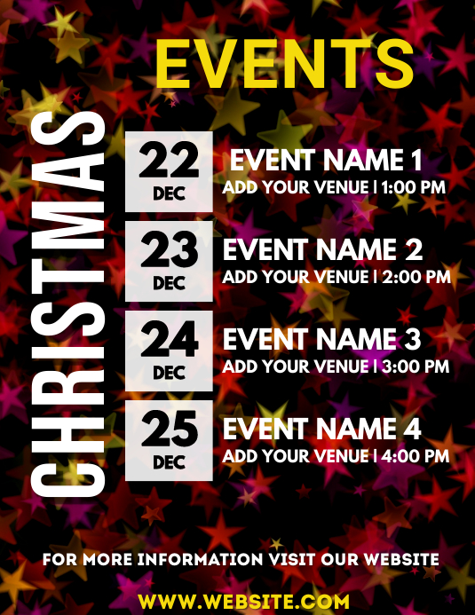 Christmas calendar, Christmas events,calendar Template PosterMyWall