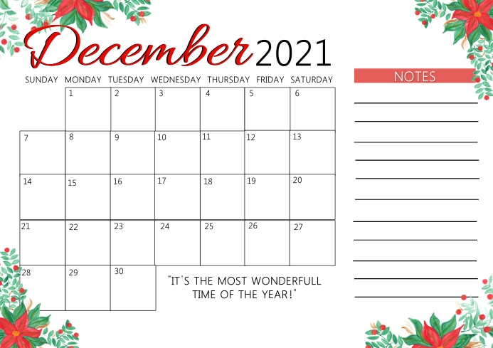 CHRISTMAS Calendar monthly planning Template A4