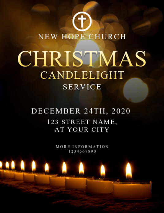 Christmas Candlelight Service Templat PosterMyWall Program Christmas Lights