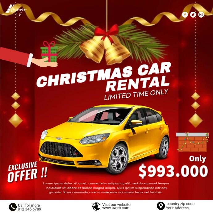 Christmas Car Rental Instagram Post template