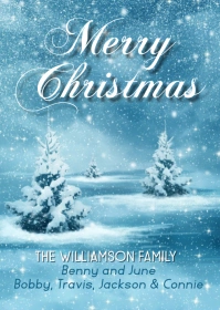Christmas Card Blue Starry Snow Scene A6 template