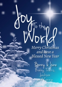 Christmas Card Blue Winter Snow Scene A6 template