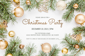 Christmas Card Party Invitation Etiket template