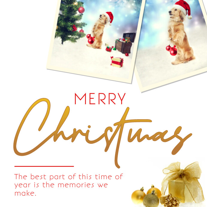 Christmas card with dog photo Instagram Post template