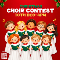 Красный Christmas Carol Event Instagram-bericht Template