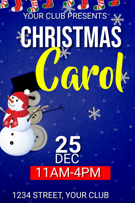 Christmas carol, christmas song, event Grafika na Pinterest template