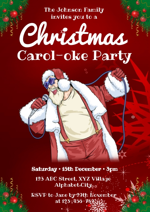 Christmas Carol-oke Party Invitation Template | PosterMyWall Christmas Carol-oke Party Invitation Template | PosterMyWall