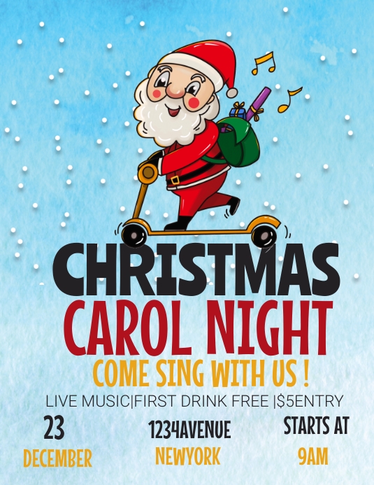 christmas carol party Flyer (US Letter) template